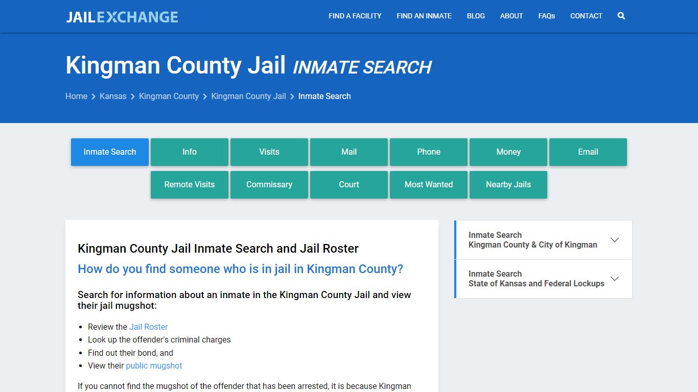 Inmate Search: Roster & Mugshots - Kingman County Jail, KS